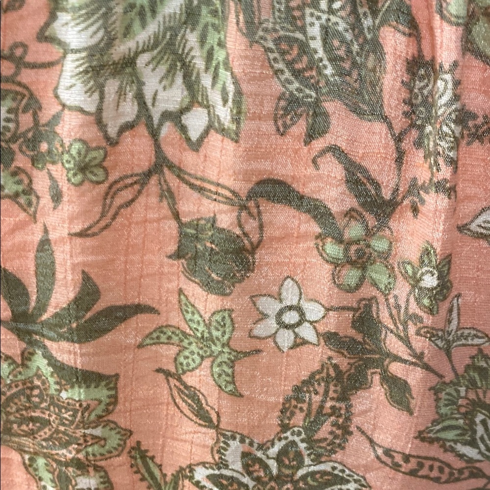 St. John's Bay Orange Floral Patterned Sleeveless Blouse with Tie Front - Picture 7 of 8